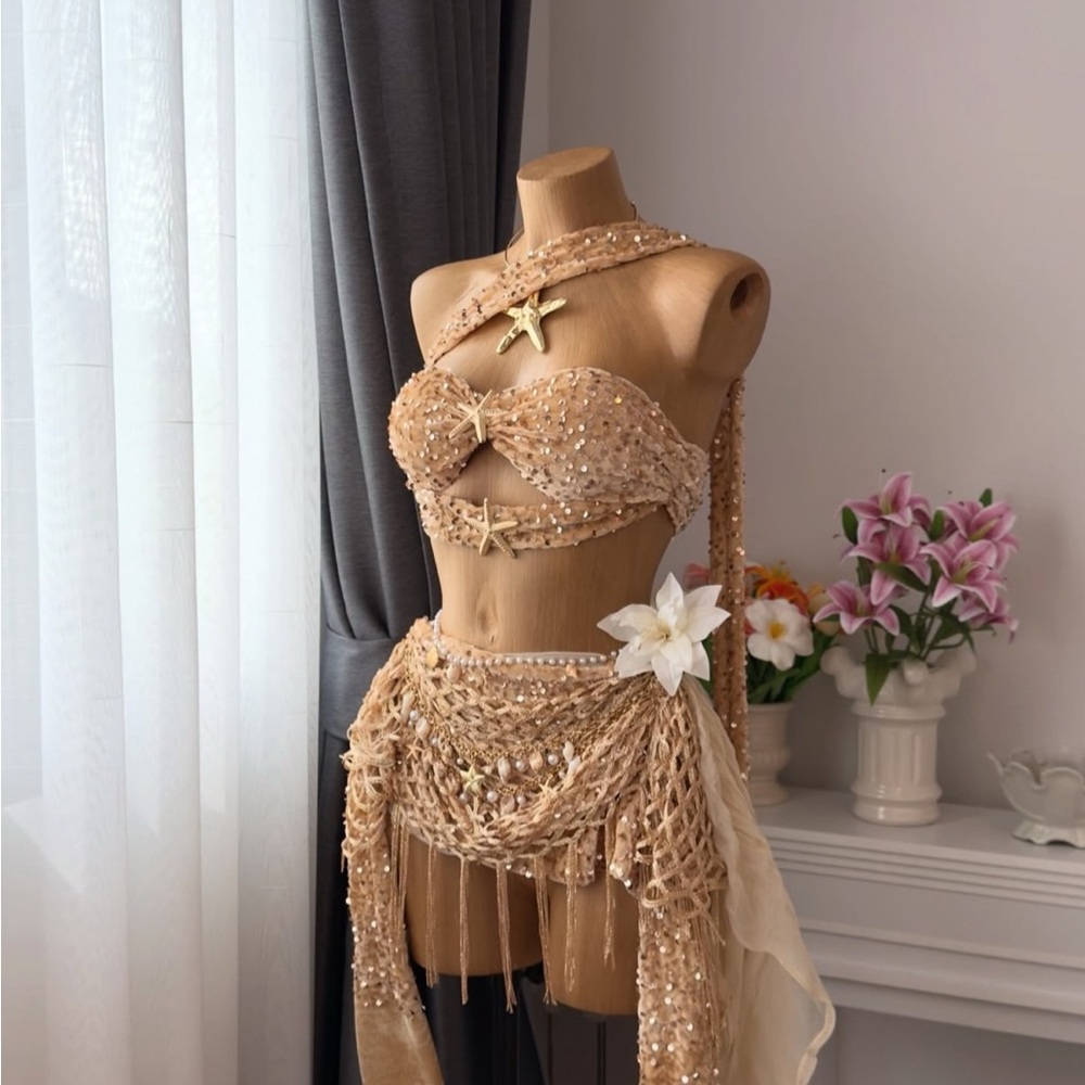 Glamorous Tan Sequin Mini Dress